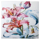 白鮮やか背景に開花したユリ タイル (正面)