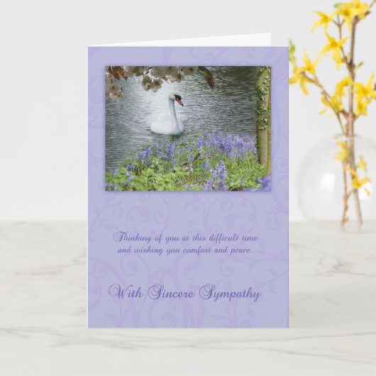 白鳥および森林が付いている悔やみや弔慰カード カード (黄色い花)