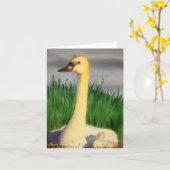白鳥およびCygnetのメッセージカード カード (黄色い花)