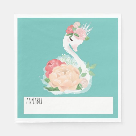 白鳥かわいらしのパーソナライズされた給食 スタンダードランチョンナプキン (正面)