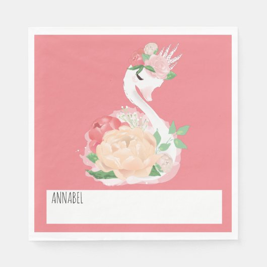 白鳥かわいらしのパーソナライズされた給食 スタンダードランチョンナプキン (正面)