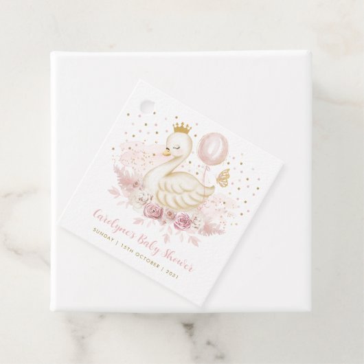 白鳥かわいらしプリンセスピンク金ゴールドバルーンベビーガール フェイバータグ (インサイチュ)