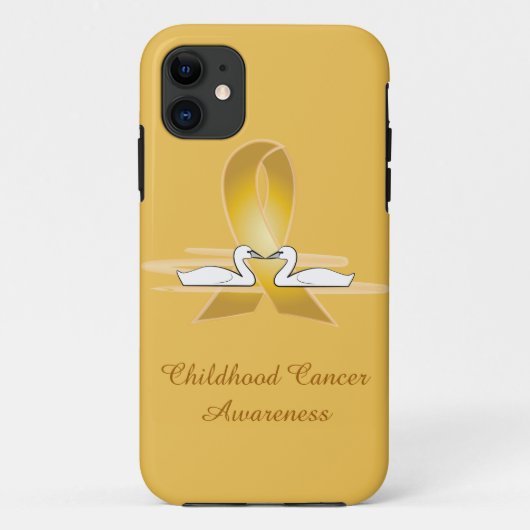 白鳥が付いている幼年期の蟹座の金ゴールドのリボン Case-Mate iPhoneケース (裏面)