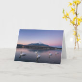 白鳥が付いているmount Fuji |山中町湖 カード (黄色い花)