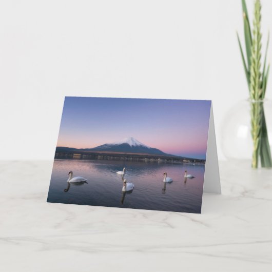 白鳥が付いているmount Fuji |山中町湖 カード (正面)