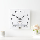 白鳥が恋に落ちる スクエア壁時計 (ホーム)