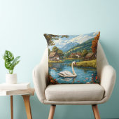 白鳥が湖に浮かぶ クッション (椅子)