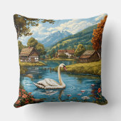 白鳥が湖に浮かぶ クッション (裏面)