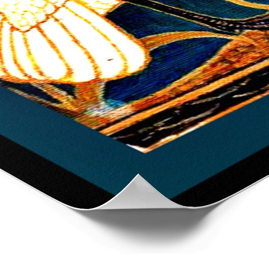 白鳥とイグサとアイリス絵画ヴィンテージの ポスター (角)