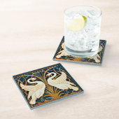 白鳥とイグサとアイリス ガラスコースター (アングル)