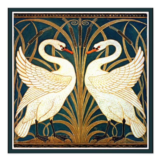 白鳥とイグサとアイリス フォトプリント            (正面)