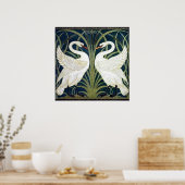 白鳥とイグサの壁紙ポスター ポスター (キッチン)