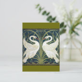 白鳥とイグサの壁紙 ポストカード (スタンド正面)