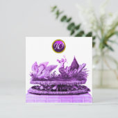 白鳥とカップケーキパープルビーチ結婚式 招待状 (スタンド正面)