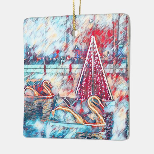 白鳥とクリスマスツリーセラミックオーナメント セラミックオーナメント (左)