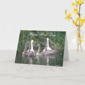 白鳥とサイグネットカスタム誕生日カード カード (黄色い花)