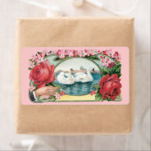 白鳥とバラヴィンテージアートラージラベル ラベル (インサイチュ)