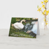 白鳥とベビーサイグネット母の日のグリーティングカード カード (黄色い花)