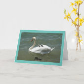 白鳥とベビーマザーズデイカード カード (黄色い花)