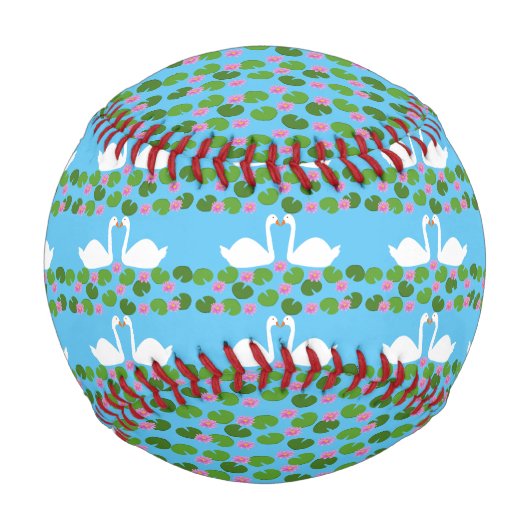 白鳥とユリ結婚のパターン(の模様が)ある花 野球ボール (正面)