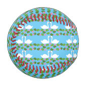 白鳥とユリ結婚のパターン(の模様が)ある花 野球ボール (正面左)