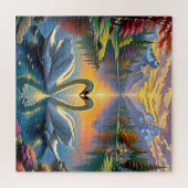 白鳥と息をのむような山エレガントの夕日 ジグソーパズル (横)