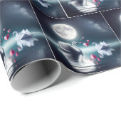 白鳥と折り紙白鳥とハート ラッピングペーパー (ロールコーナー)