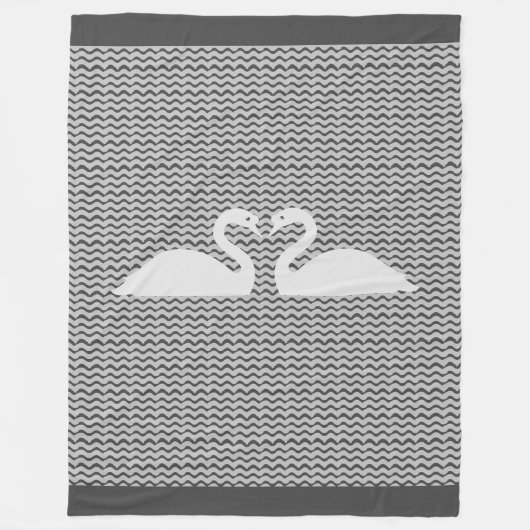 白鳥と波 フリースブランケット (正面)