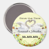 白鳥と渦巻き旋回が日付の磁結婚石を救う マグネット (正面/裏面)