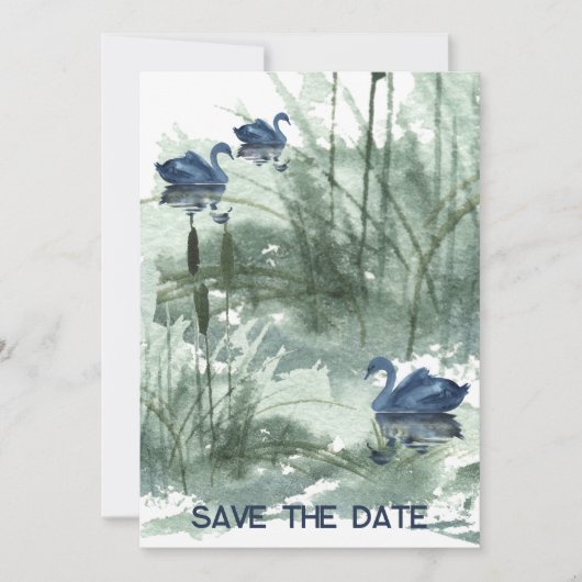 白鳥と湖の風景は日付を保存 セーブザデート (正面)