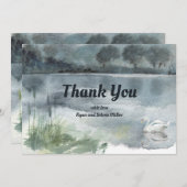 白鳥と湖の風景 サンキューカード (正面/裏面)
