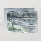 白鳥と湖の風景 出欠カード (正面/裏面)