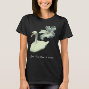 白鳥と白いハイビスカスの花 オリジナル Tシャツ