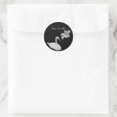 白鳥と白のハイビスカスフラワーシール ラウンドシール (バッグ)