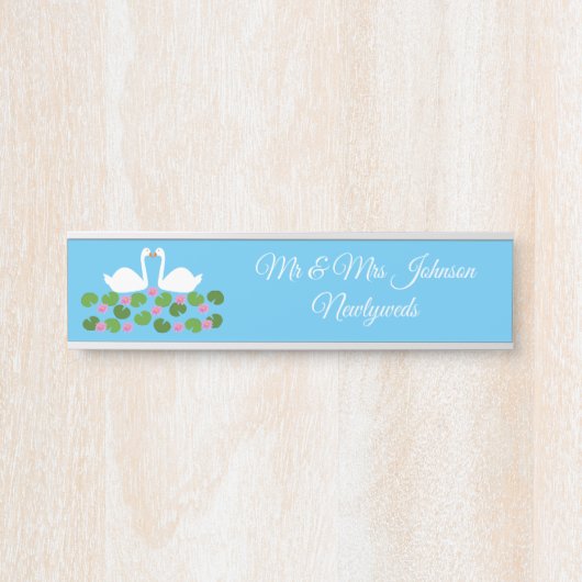 白鳥と睡蓮結婚のカスタム サインプレート (正面)