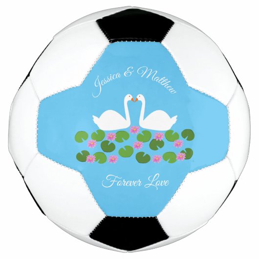 白鳥と睡蓮結婚のカスタム サッカーボール (正面)