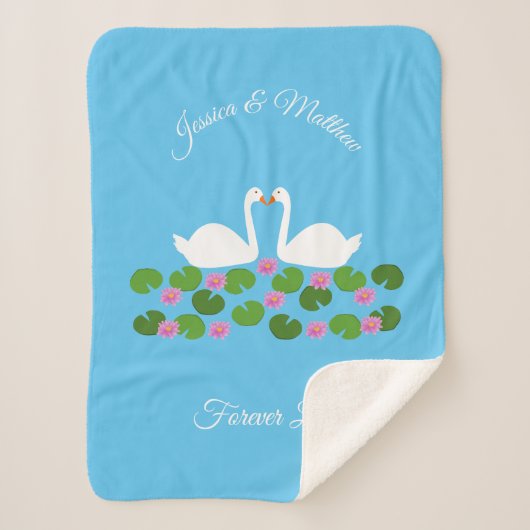 白鳥と睡蓮結婚のカスタム シェルパブランケット (正面)