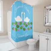 白鳥と睡蓮結婚のカスタム シャワーカーテン (インサイチュ)