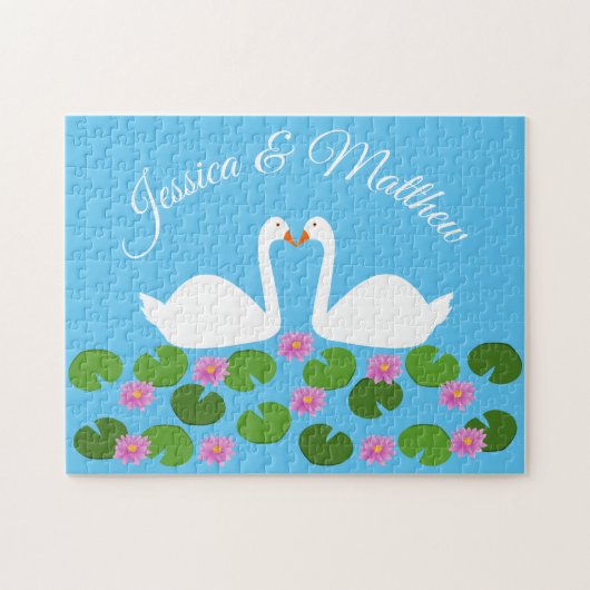 白鳥と睡蓮結婚のカスタム ジグソーパズル (横)