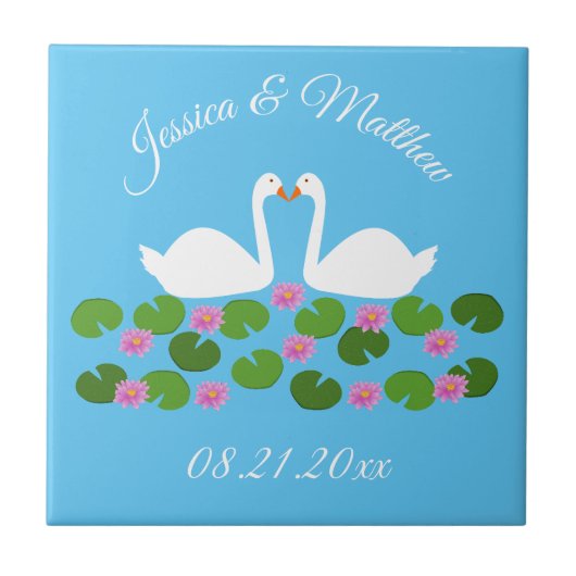 白鳥と睡蓮結婚のカスタム タイル (正面)