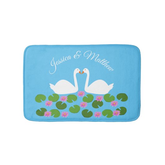 白鳥と睡蓮結婚のカスタム バスマット (正面)