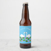白鳥と睡蓮結婚のカスタム ビールラベル (正面)