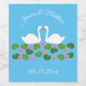 白鳥と睡蓮結婚のカスタム ワインラベル (シングルラベル)