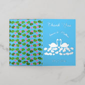 白鳥と睡蓮結婚のカスタム 箔グリーティングカード (外側レイダウン)