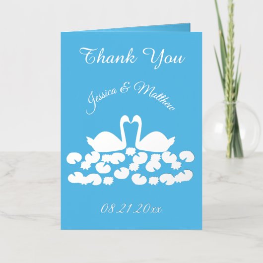 白鳥と睡蓮結婚のカスタム 箔グリーティングカード (正面)