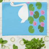 白鳥と睡蓮結婚の キッチンタオル (折り畳み)