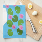 白鳥と睡蓮結婚の キッチンタオル (四つ折り)