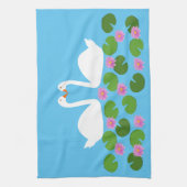 白鳥と睡蓮結婚の キッチンタオル (縦)