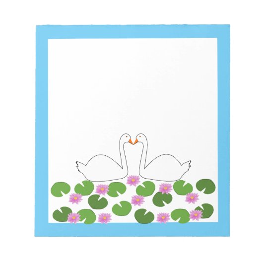 白鳥と睡蓮結婚の ノートパッド (正面)