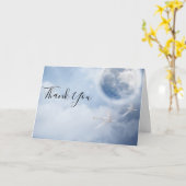 白鳥と美しい青飛んでいる空ありがとう カード (黄色い花)